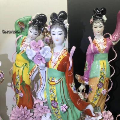 TƯỢNG SỨ THỦ CÔNG 7 CÔ TIÊN MEN MÀU